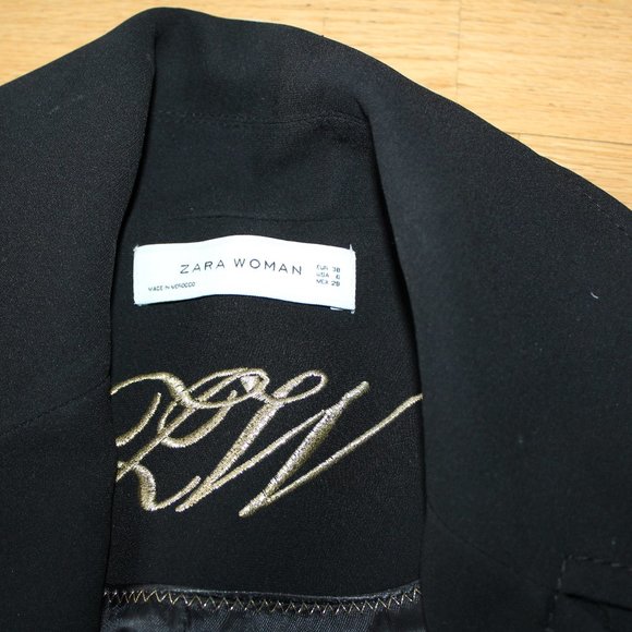 GORGEOUS ZARA BLAZER JACKET BLACK COAT LINES SIZE 6 - Picture 5 of 6